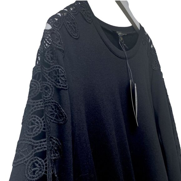 DG2 DIANE GILMAN Black Top Size XL Lace Tee Long Sleeve Womens Rayon Blend NWT - Picture 2 of 11